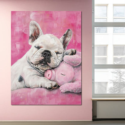 Slumbering Frenchie Dreams Canvas Wall Art