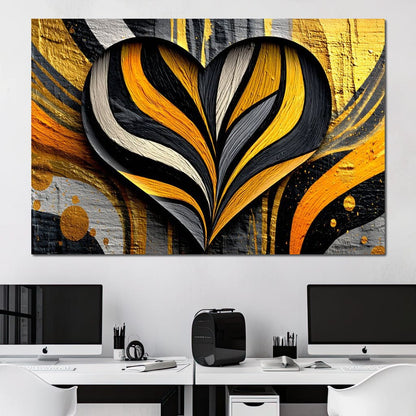 Golden Heartbeat Essence Canvas Wall Art