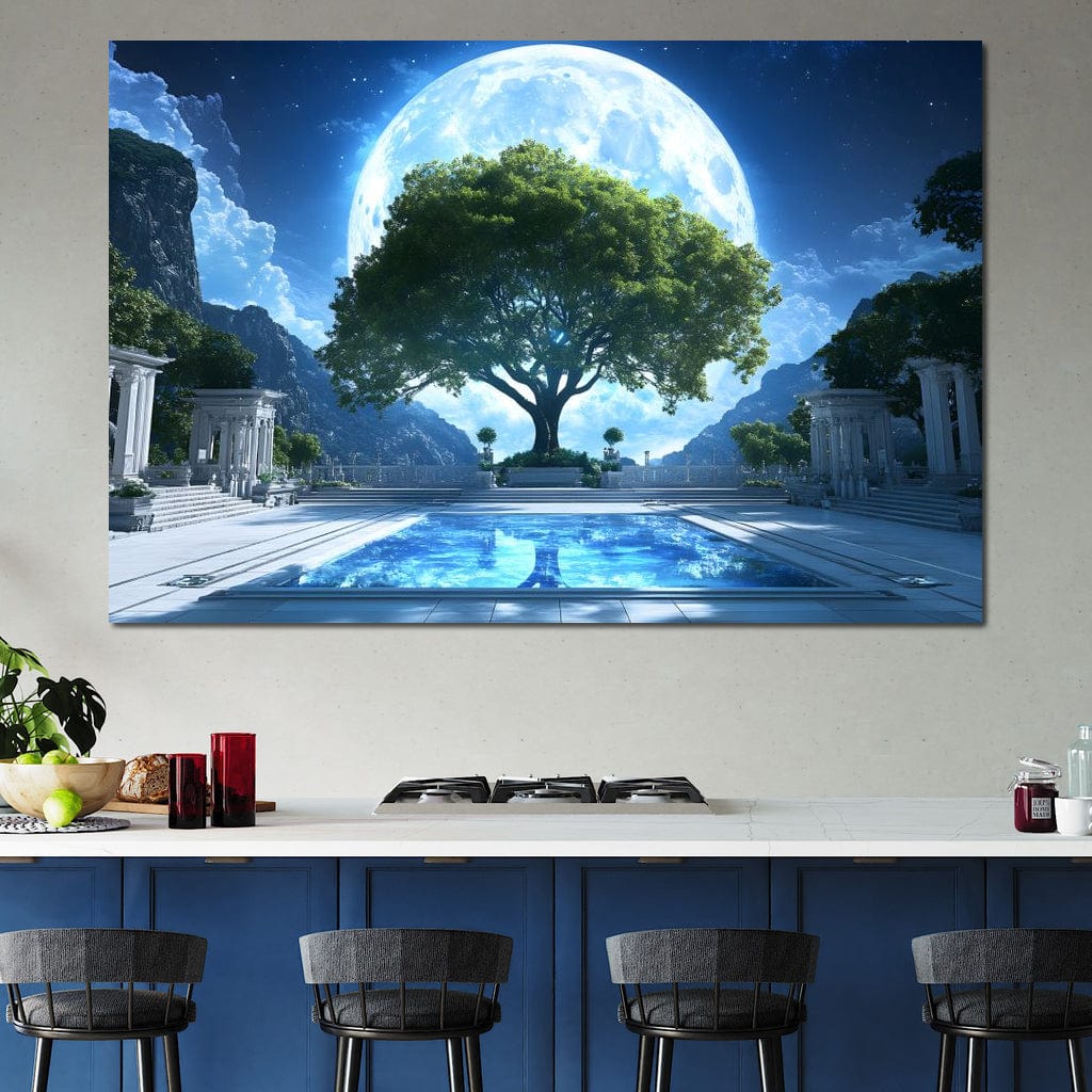 Lunar Reflection Sanctuary Canvas Wall Art