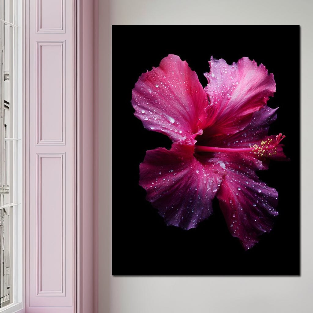 Rainkissed Pink Hibiscus Petals Canvas Wall Art
