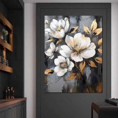 Golden Blossom Reflections Canvas Wall Art