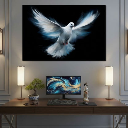 Ascending White Wing Motion Canvas Wall Art