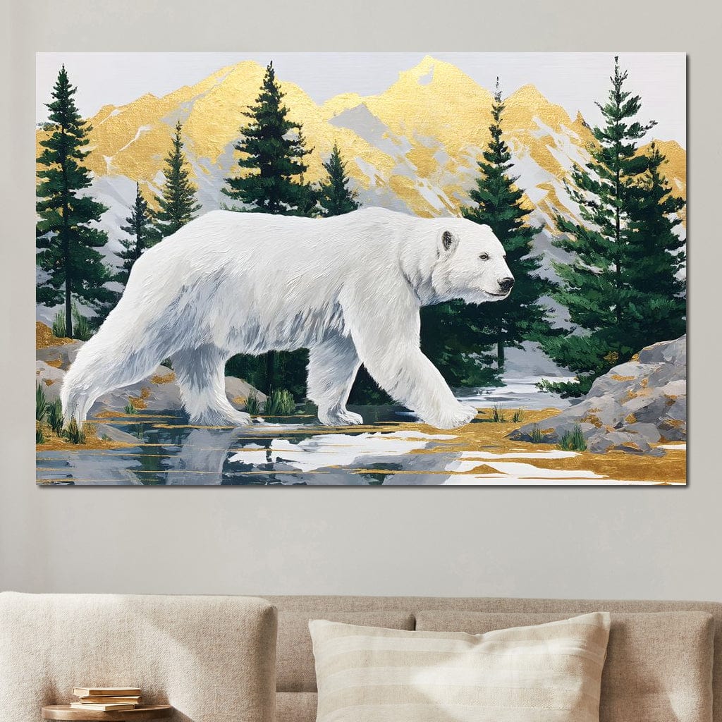 Majestic Polar Bear Wilderness Stroll Canvas Wall Art