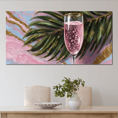 Pink Champagne Palm Luxe Canvas Wall Art