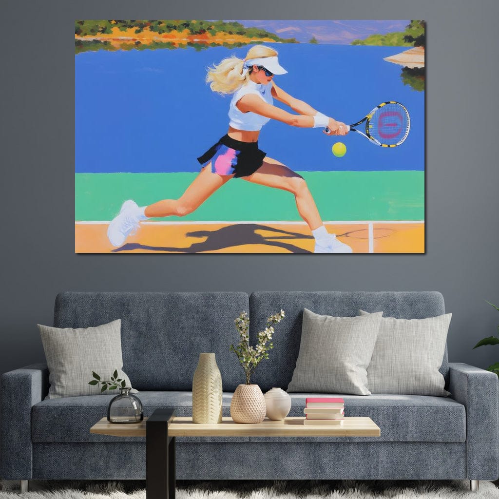 Summer Lakecourt Tennis Rally Canvas Wall Art