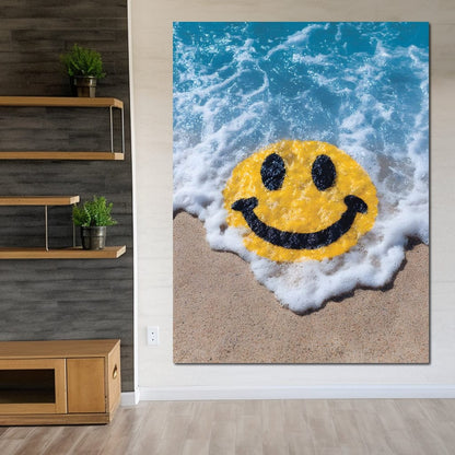 Radiant Beach Wave Smile Burst Canvas Wall Art