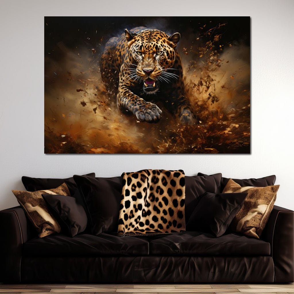 Running Leopard Canvas Wall Art