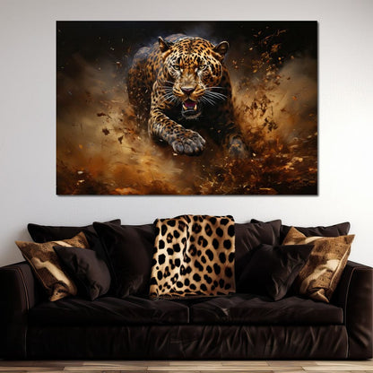 Running Leopard Canvas Wall Art