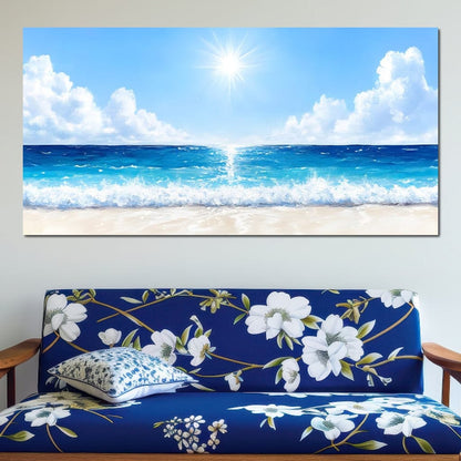 Endless Horizon Sunlit Beach Canvas Wall Art