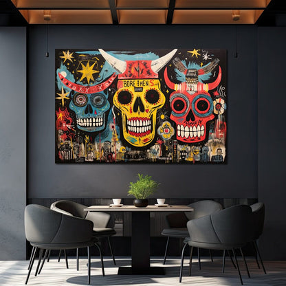 Tribal Skull Symphony Canvas Wall Art