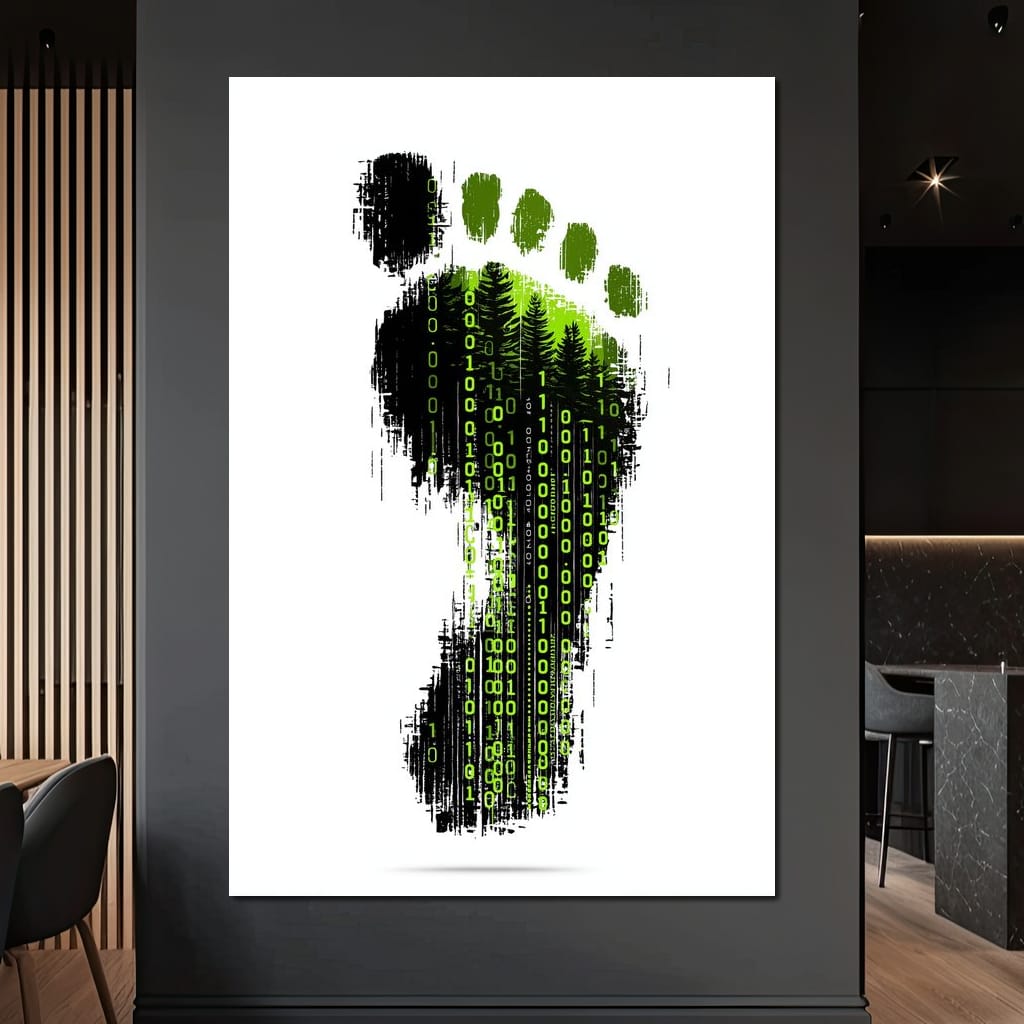 Digital Forest Footprint Code Canvas Wall Art