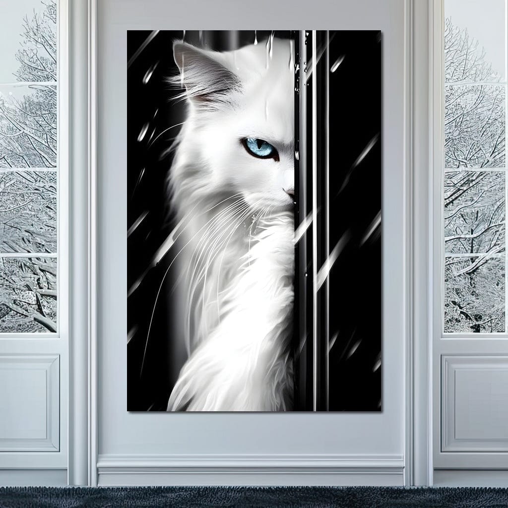 Feline Elegance in Monochrome Canvas Wall Art