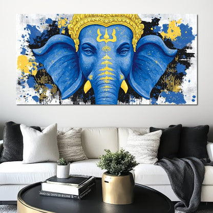 Ganesha Golden Majestic Tranquility Canvas Wall Art