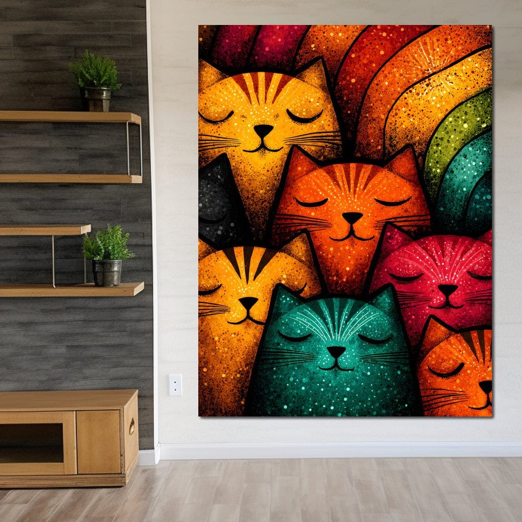 Dreamy Feline Kaleidoscope Canvas Wall Art