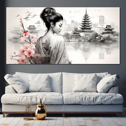 Ethereal Geisha Serenity Canvas Wall Art
