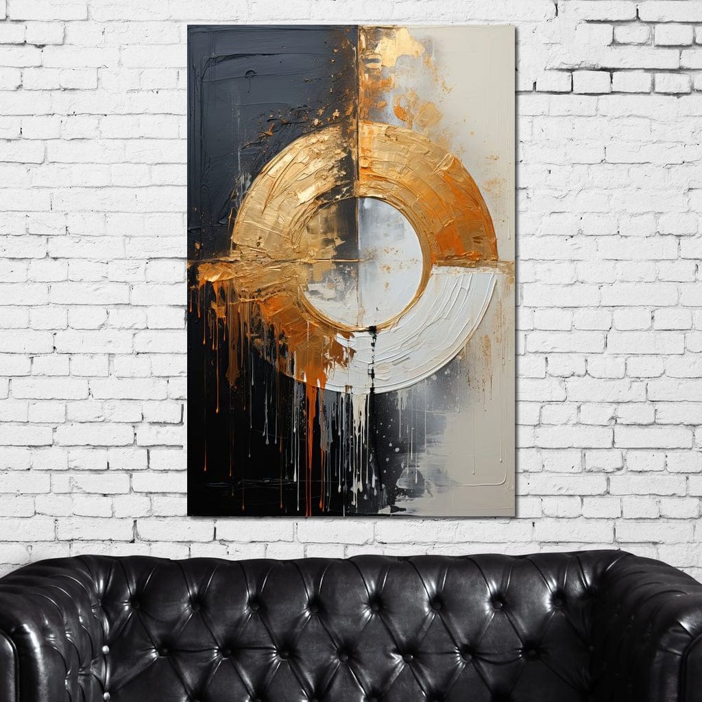 Abyssal Echoes in Gold Abstract Canvas Wall Art