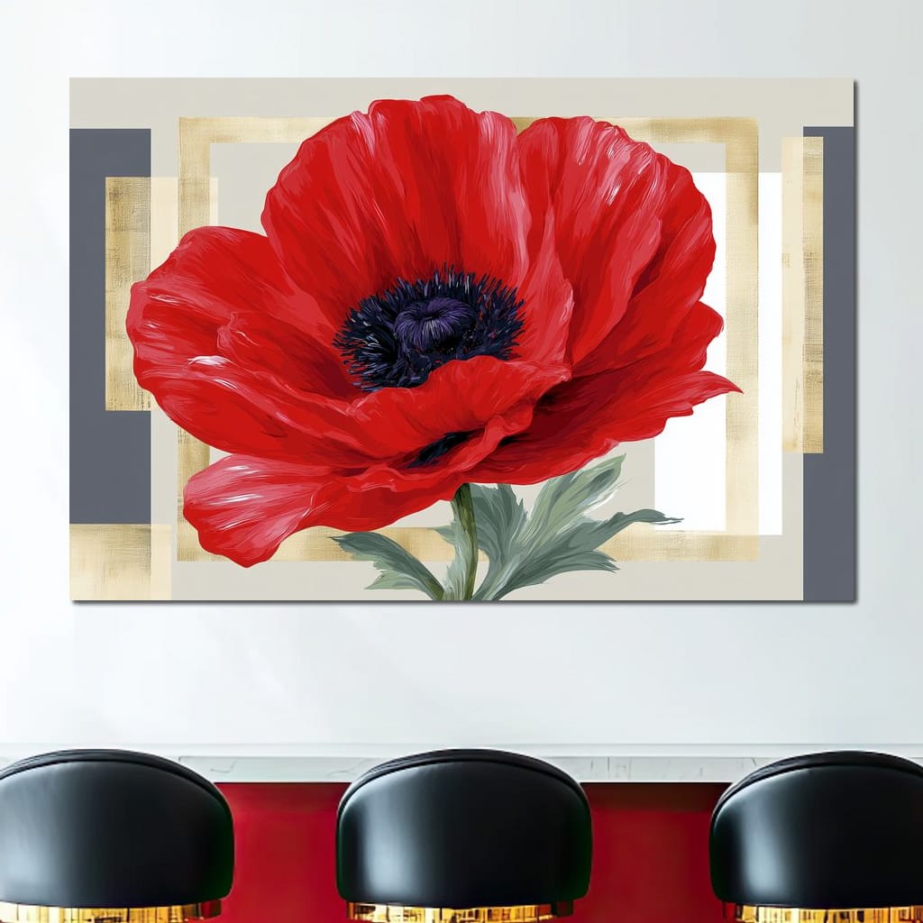 Bold Poppy Bloom Portrait Canvas Wall Art