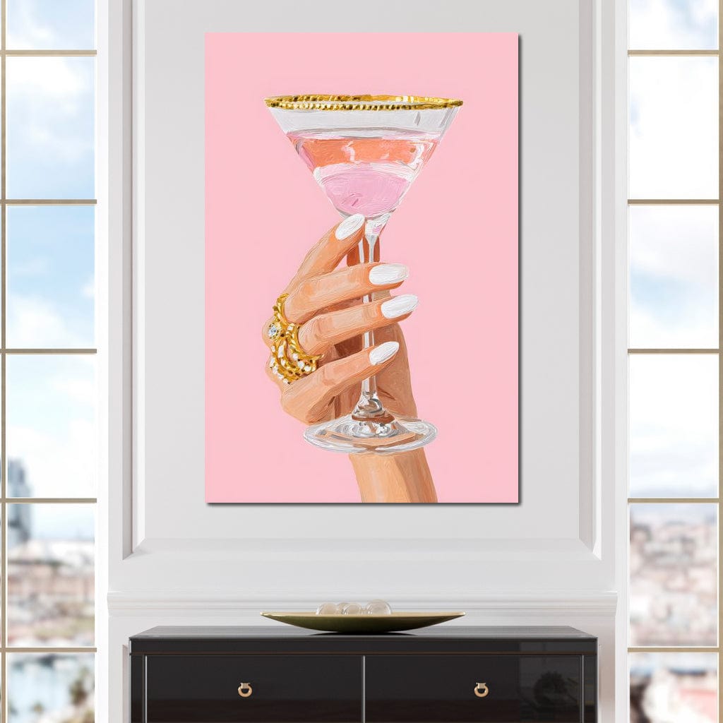 Chic Martini Toast Canvas Wall Art