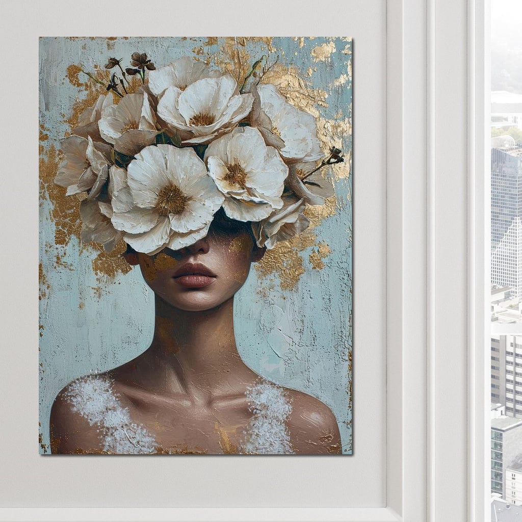 Golden Petal Silhouette Canvas Wall Art