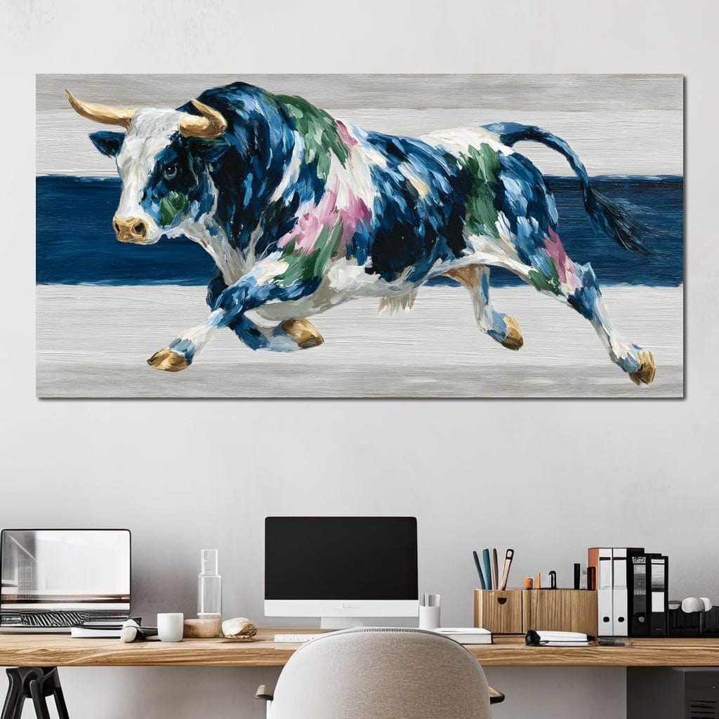 Charging Bull Color Fusion Canvas Wall Art