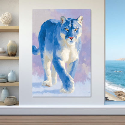 Silent Snow Puma Stroll Canvas Wall Art