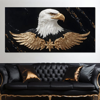 Golden Eagle Majesty Marble Canvas Wall Art