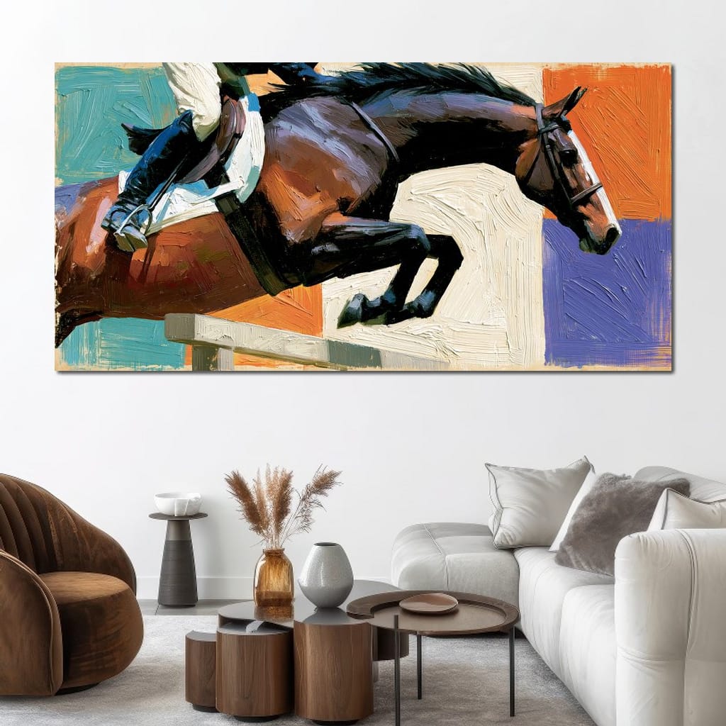 Leaping Over The Painted Square Canvas Wall Art