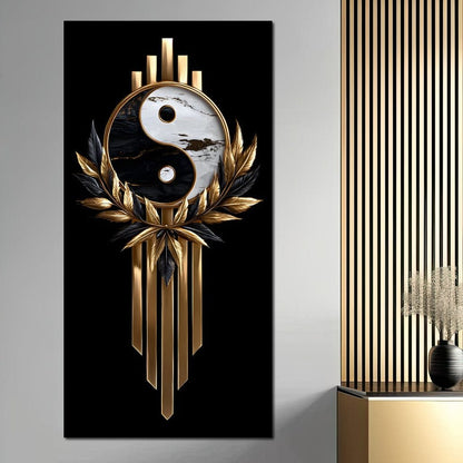 Golden Yin Yang Marble Elegance Canvas Wall Art