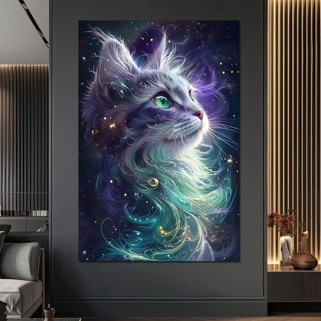 Starlit Feline Nebula Dreams Canvas Wall Art