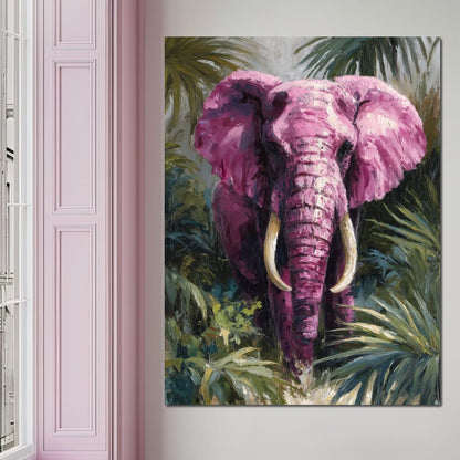 Magenta Elephant Jungle Glory Canvas Wall Art