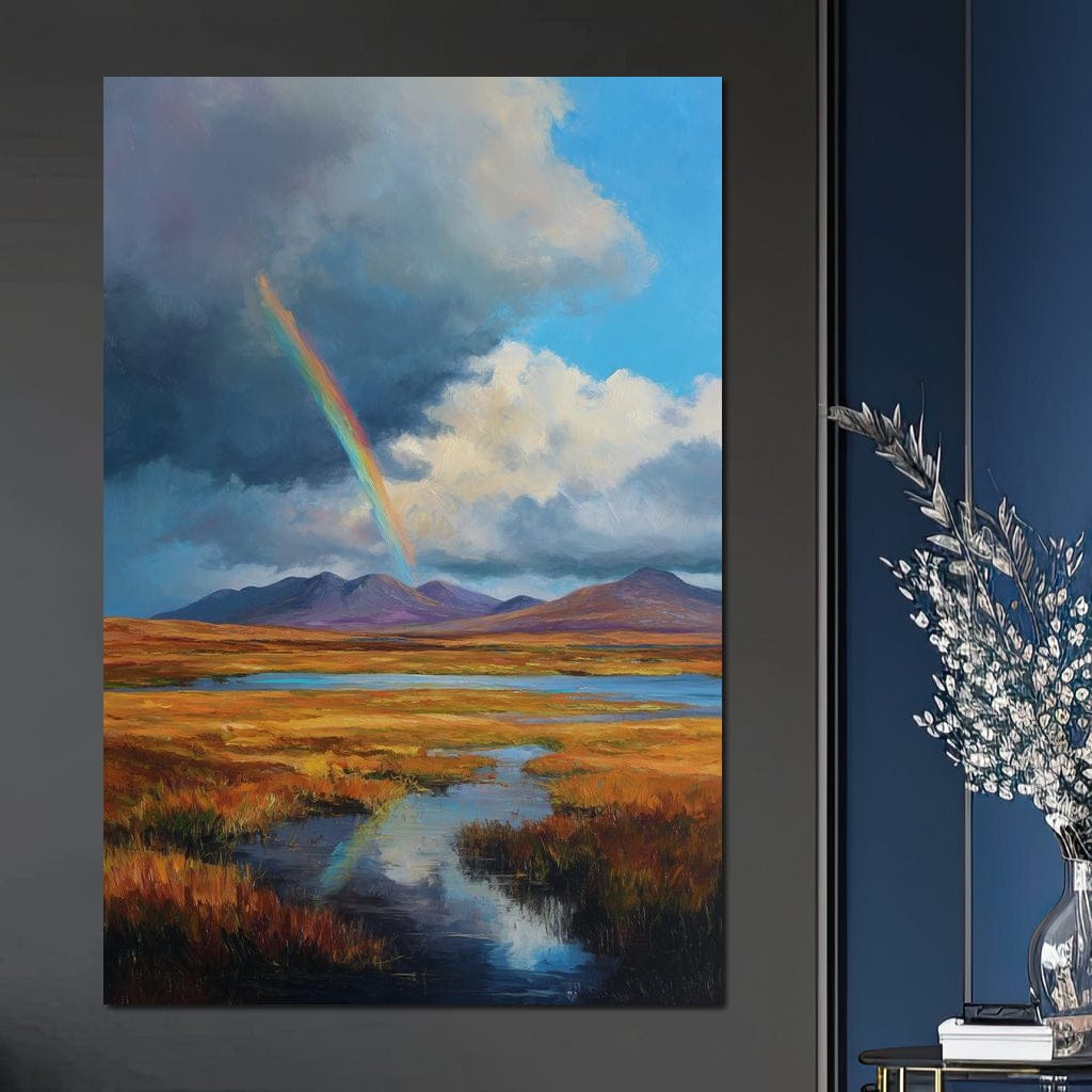 Rainbow Over Highland Moorland Canvas Wall Art
