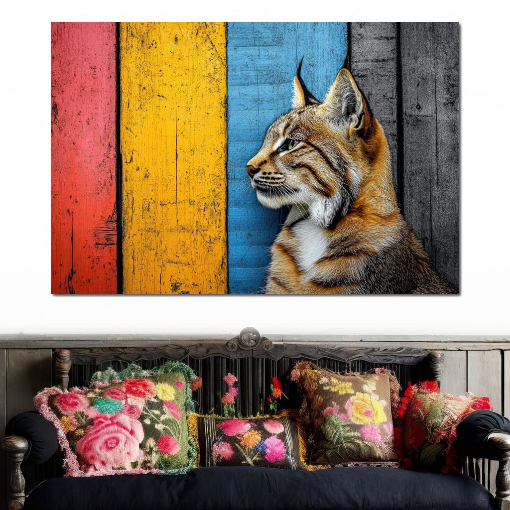 Wild Elegance Against Color Stripes Canvas Wall Art