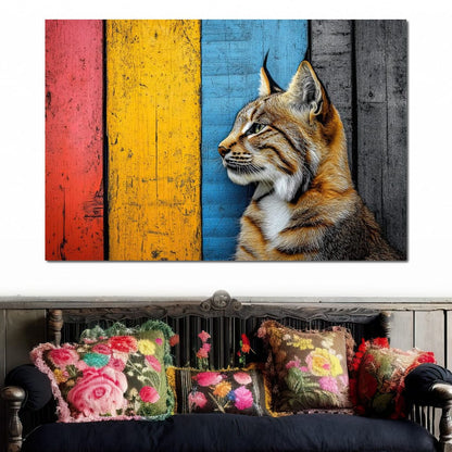 Wild Elegance Against Color Stripes Canvas Wall Art