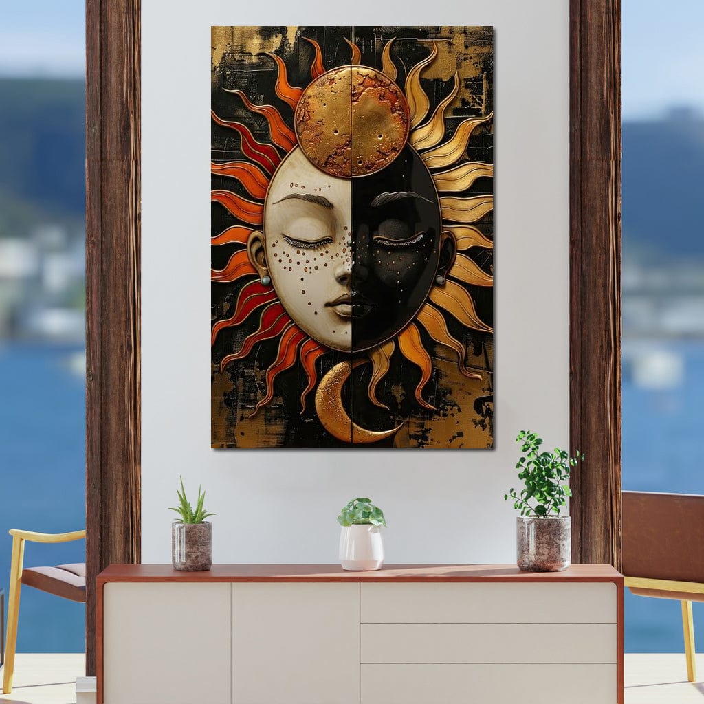 Solar Lunar Symbiosis Canvas Wall Art