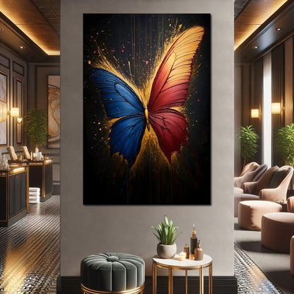 Red & Blue Butterfly Canvas Wall Art