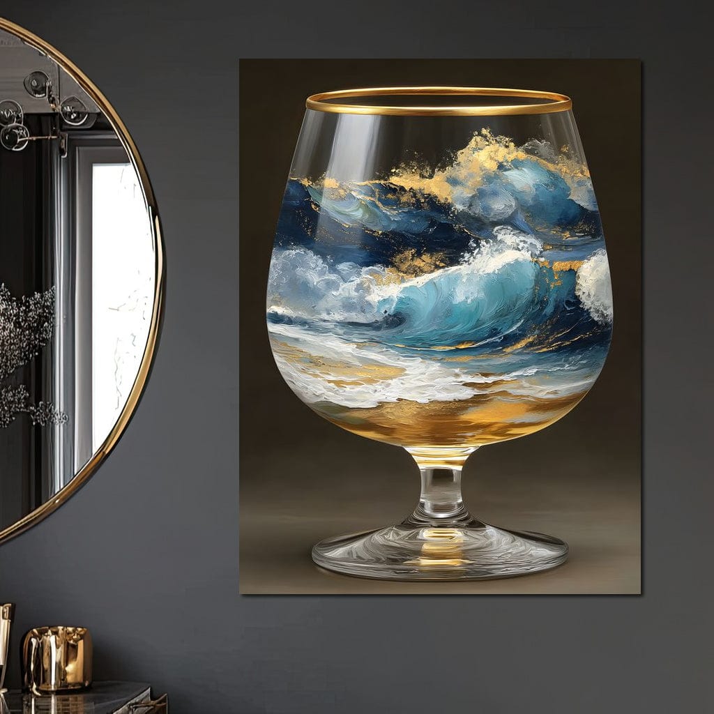 Gilded Ocean Stormglass Scene Canvas Wall Art
