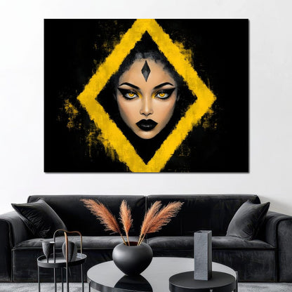 Golden Stare of Midnight Queen Canvas Wall Art