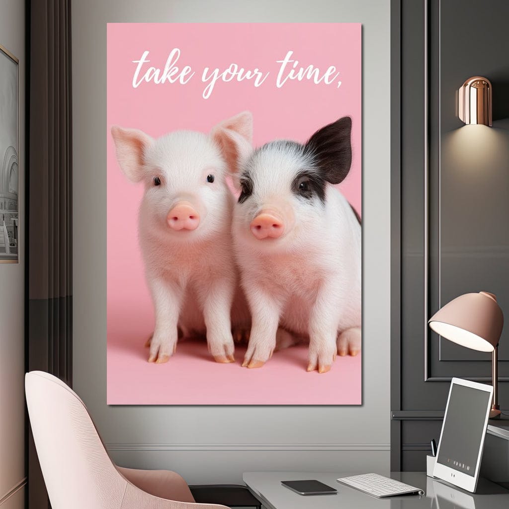 Take Your Time Piglet Pals Canvas Wall Art