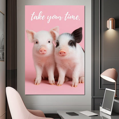 Take Your Time Piglet Pals Canvas Wall Art