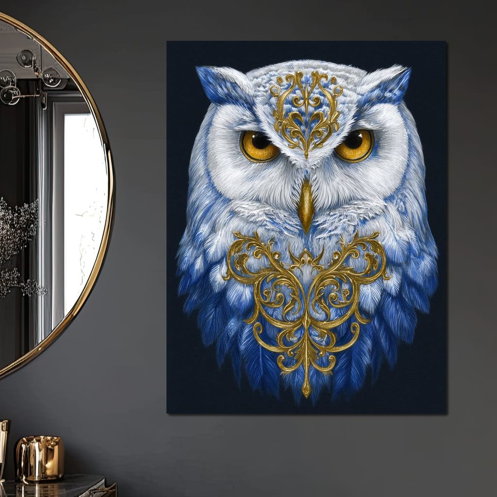 Gilded Owl Night Guardian Canvas Wall Art