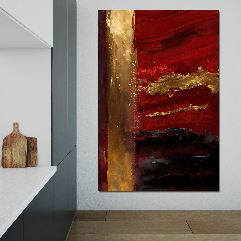 The Lush Layers Collection: Dark Red & Gold 04 Canvas Wall Art