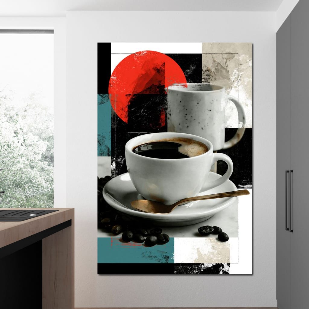 Morning Rituals Within Geometric Forms Canvas Wall Art