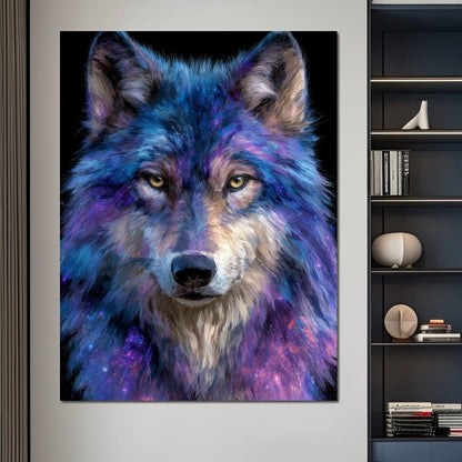 Galactic Wolf Night Watcher Canvas Wall Art