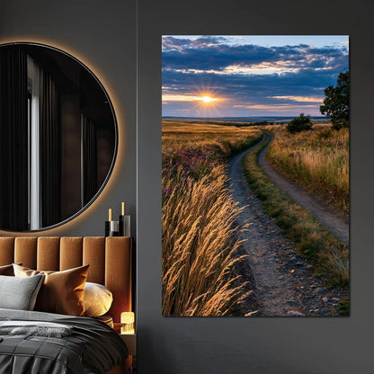 Golden Hour Journey Home Canvas Wall Art