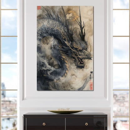 Mystic Dragon Tempest Canvas Wall Art