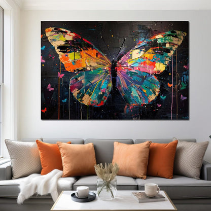 Enchanted Butterfly Mosaic Canvas Wall Art