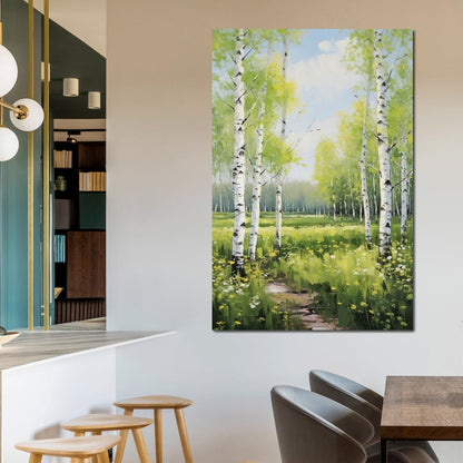 Birch Forest Springtime Canvas Wall Art