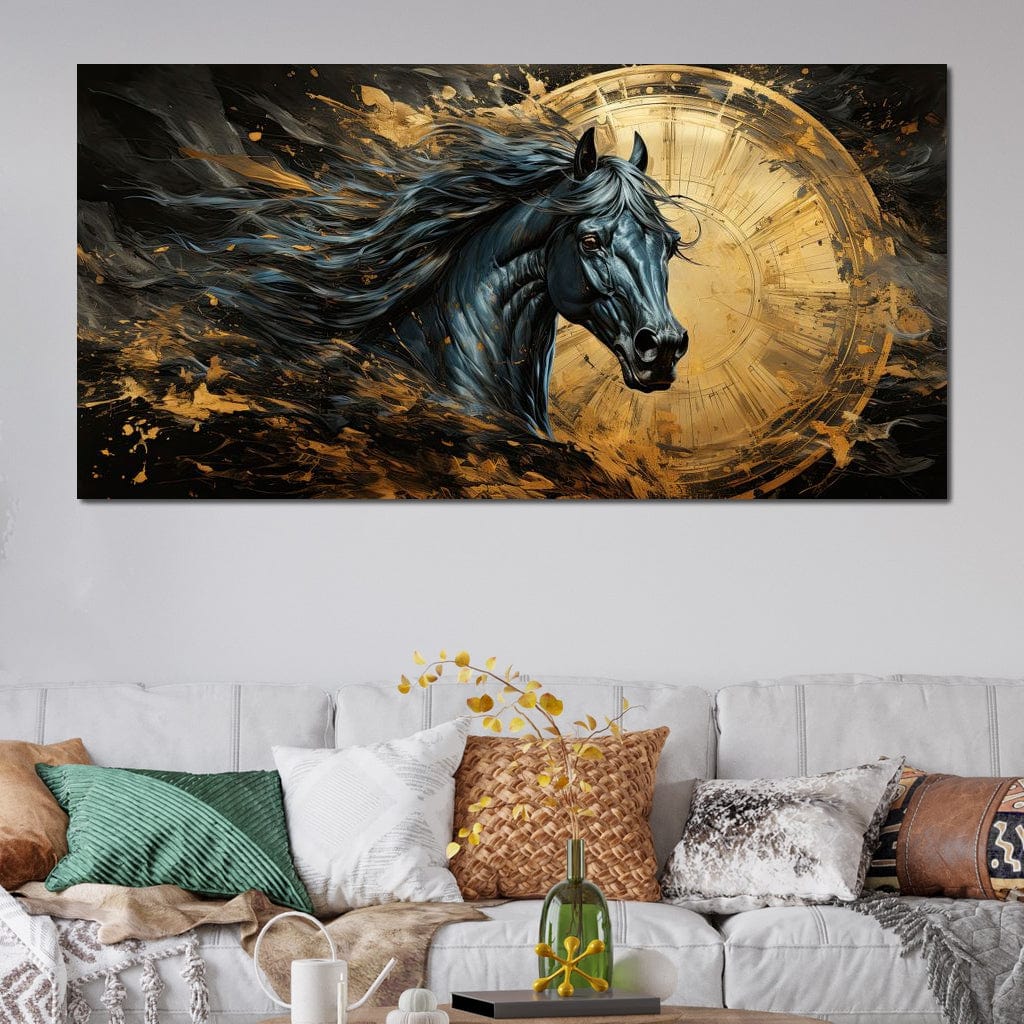 Astral Equine Eclipse Canvas Wall Art