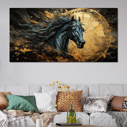 Astral Equine Eclipse Canvas Wall Art
