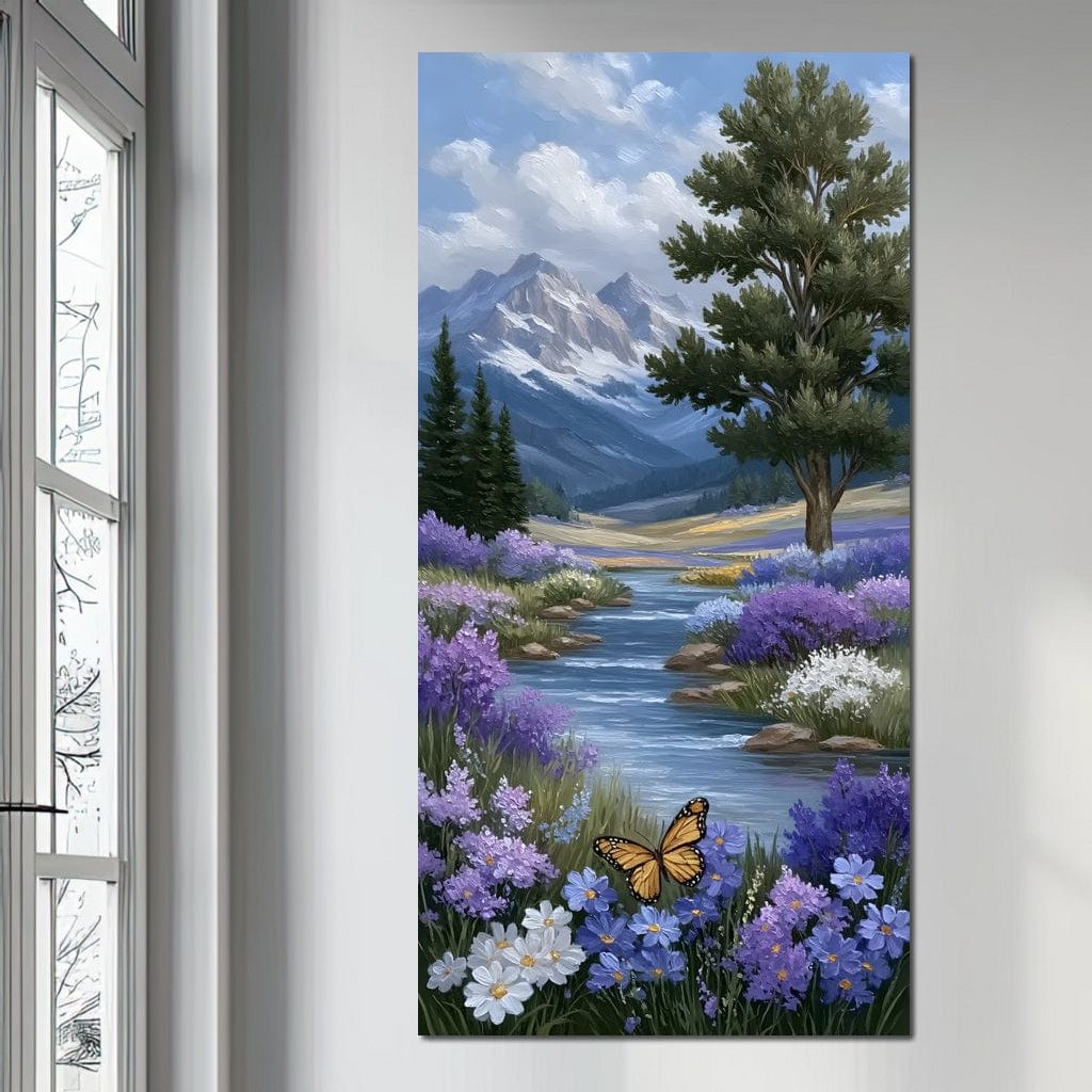 Mountain Meadow Butterfly Serenity Canvas Wall Art